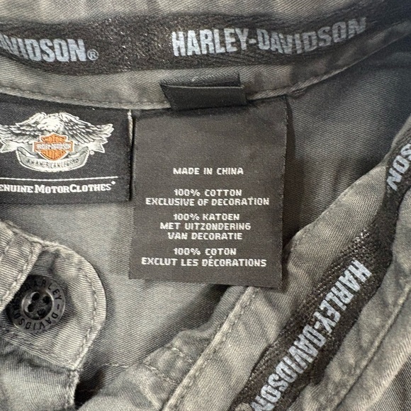 Harley-Davidson Men's Winged Logo Button Down Gray Size L - Picture 5 of 8